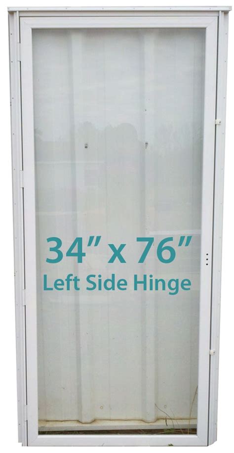 Mobile Home All Glass Storm Door 34x76 LH White with Screen