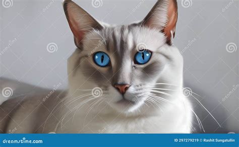 Grey Thai Cat with Blue Eyes Stock Illustration - Illustration of thai, white: 297279219