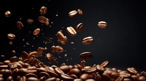 Premium AI Image | Falling coffee beans on dark background