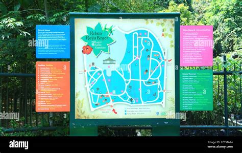 Bogor, Indonesia - October 20, 2019: Map of Bogor Botanical Gardens (Kebun Raya Bogor) in West ...