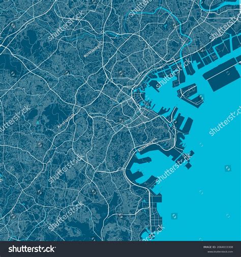 Detailed Map Yokohama City Administrative Area Stock Vector (Royalty ...