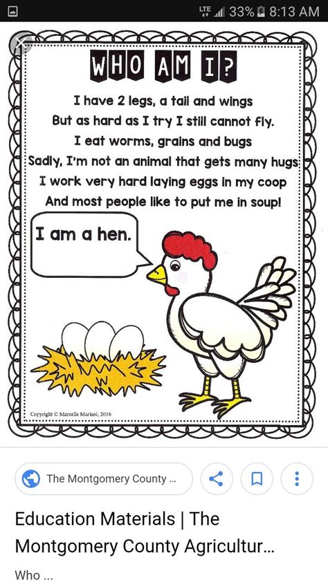 Farm animal riddles- chicken | Animal riddles, Farm animals activities, Farm animals