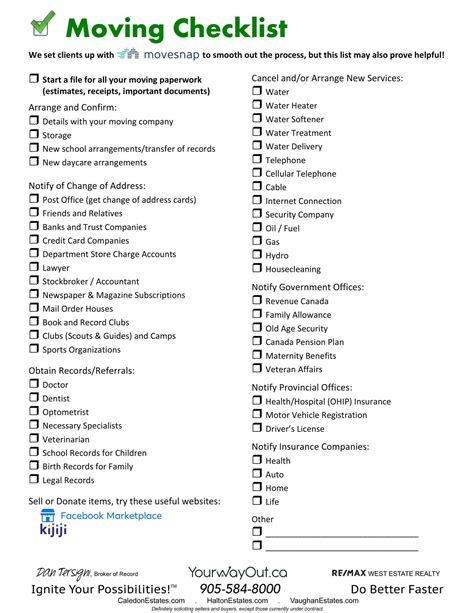 Free Printable Moving Checklist – NBKomputer