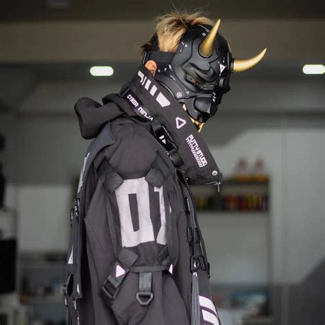 Handcrafted Cyberpunk Oni Mask - Limited Stock Available | CYBER TECHWEAR®