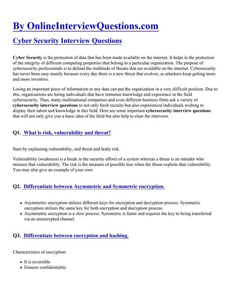 Cyber Security Interview Questions Answers PDF by Deepu Kumar - Issuu