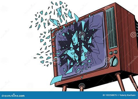 Tv Explodes Broken Screen Stock Images by Megapixl