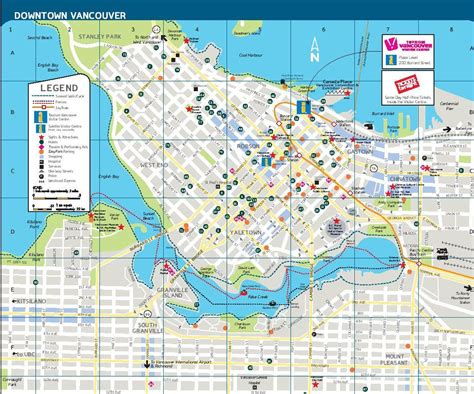 Downtown vancouver tourist map - Vancouver canada attractions map (British Columbia - Canada)