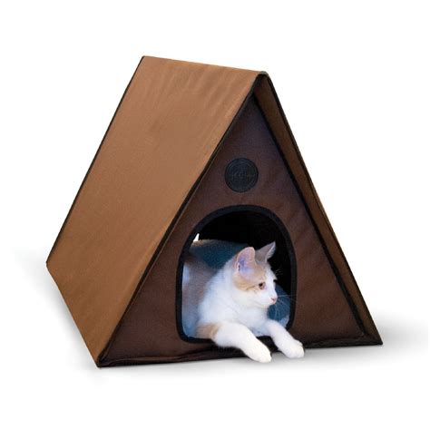 K&H Chocoloate Outdoor Heated A-Frame Cat Bed | Petco Store