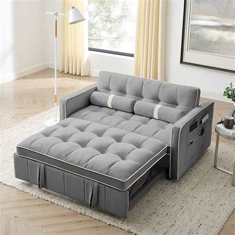 Holaki Small Velvet Convertible Loveseat Sleeper Sofa Couch With Adjustable Backrest, Seater ...