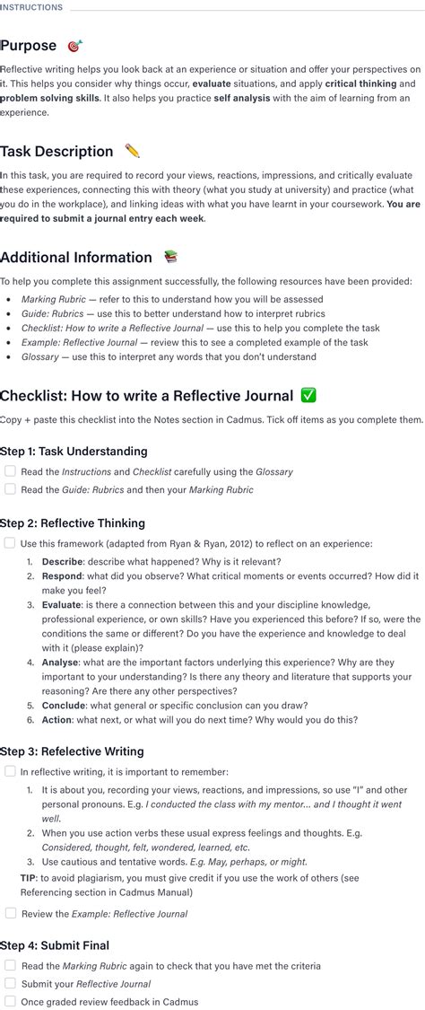 Self Reflection Journal Template