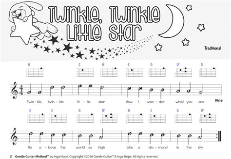 Twinkle Twinkle Little Star | Guitar Notes for Kids | Gentle Guitar™