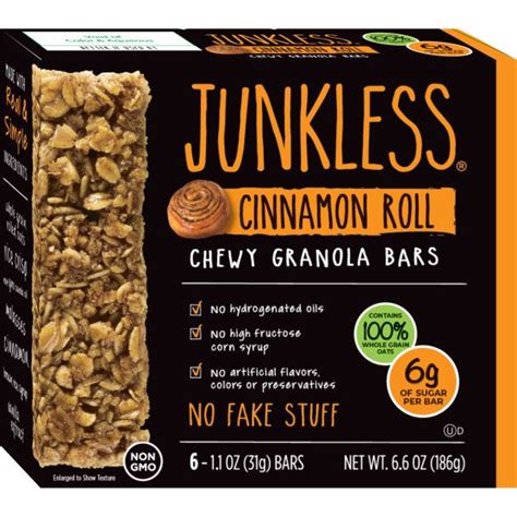 Junkless Cinnamon Roll Chewy Granola Bar 1.1oz 48ct – Metropolitan Coffee House Office Coffee ...