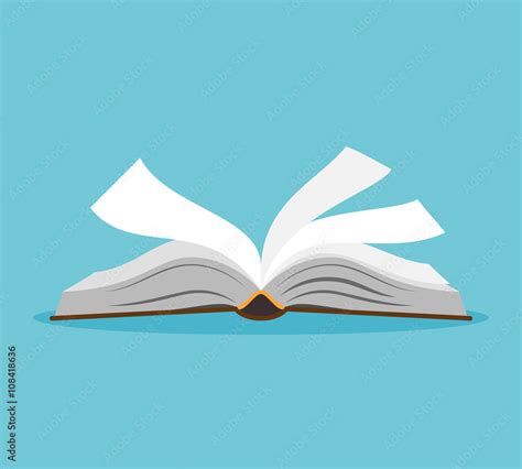 Opened book illustration. Open book with pages fluttering. Vector illustration Stock Vector ...