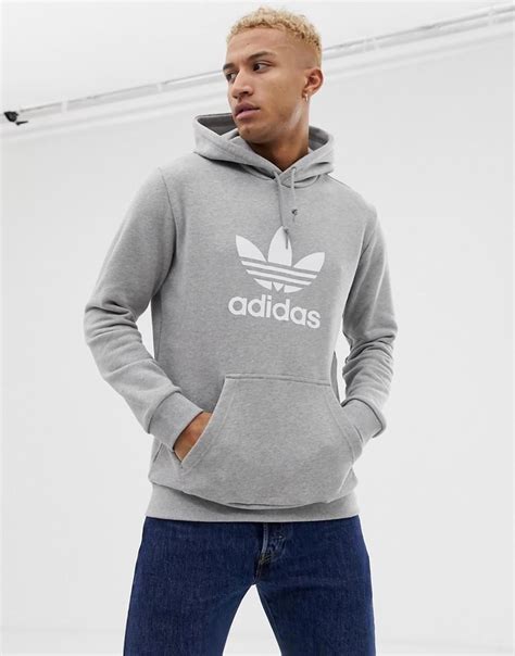 Lyst - adidas Originals Hoodie With Trefoil Logo In Gray in Gray for Men