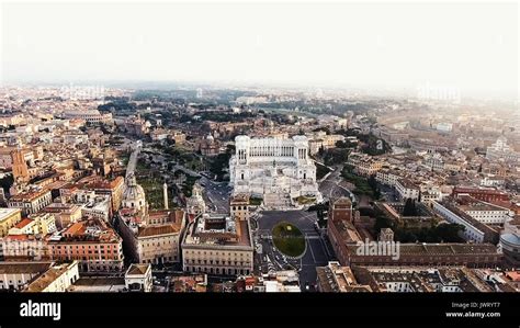 Rome Italy Cityscape Aerial View Photo of Piazza Venezia And Colosseum ...