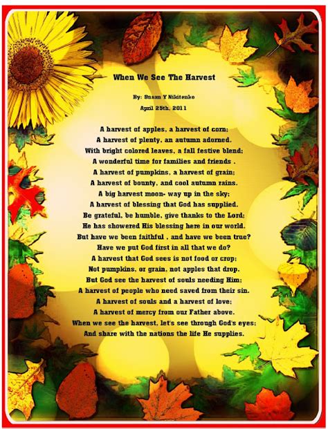 Christian Images In My Treasure Box: Fall Harvest Poem Posters - updated September 21st