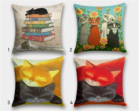 Cute Cat Pillow Covers, Cat Pattern Cushion Case, Animals Style Throw Pillow, Decorative Bedding ...