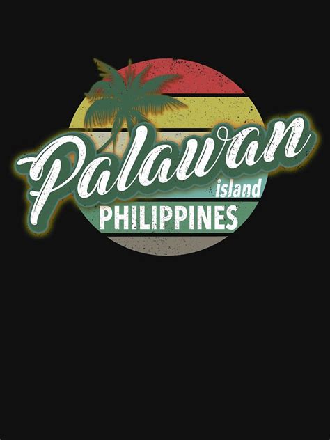 the logo for palawan island philippines on a black background with palm ...