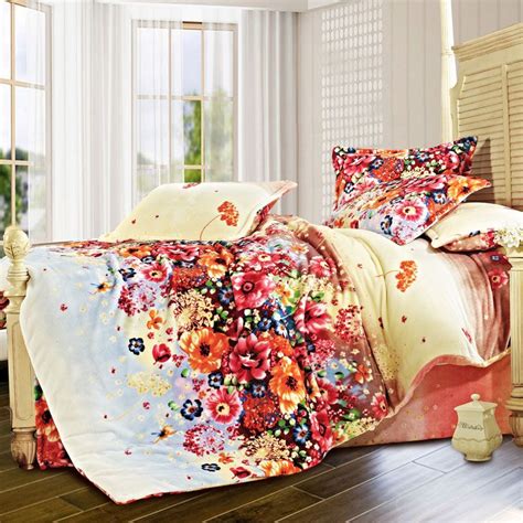 Flowers Of March Winter Duvet Cover Set Flannel Bedding Flannel Duvet ...