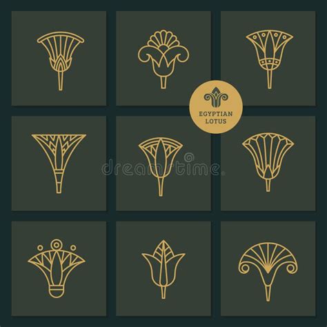 Logos in the Form of an Egyptian Lotus Flower. Stock Vector - Illustration of decorative, flower ...