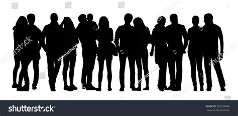 Black Silhouette Large Group Young Couples Stock Illustration 263236046