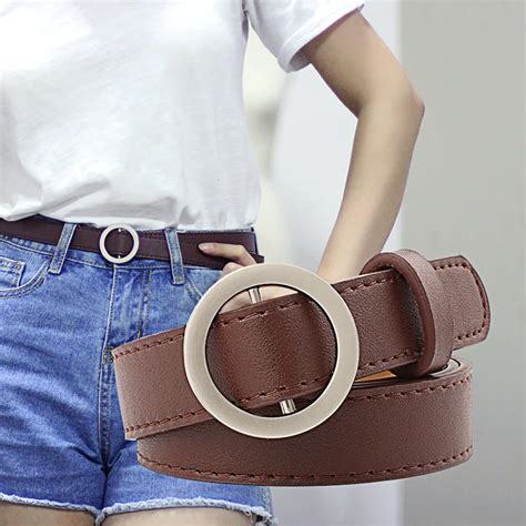 New Fashion Womens Designer Round Buckle Ladies Belts For Jeans Modeling Belts Without Buckles ...