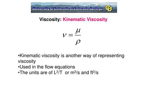 Kinematic Viscosity Formula