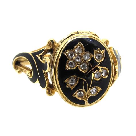 Enamel & Diamond Mourning Locket Ring | A.R. Ullmann