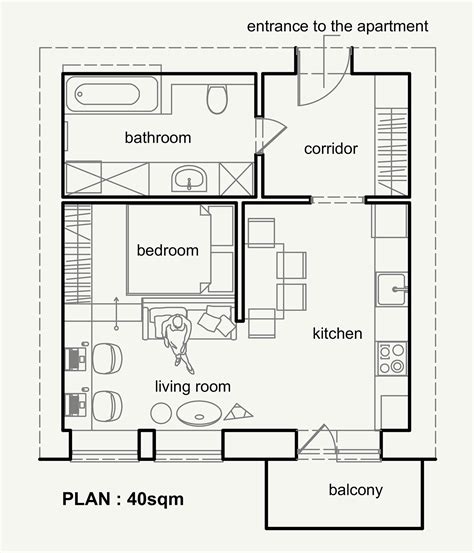 Living Small With Style: 2 Beautiful Small Apartment Plans Under 500 Square Feet (50 Square Meters)