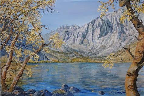 Convict Lake Sierra Original Oil Painting Stretched Canvas by Irene ...