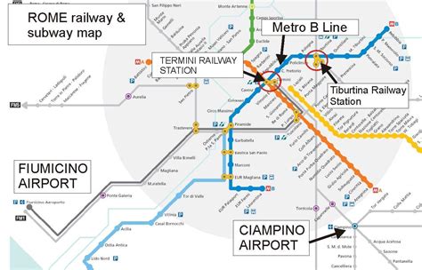 Roma aeroporto mappa stazione - Mappa di Roma, l'aeroporto e la stazione ferroviaria (Lazio ...