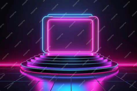 Premium Photo | Podium with fluorescent neon light background Concept ...