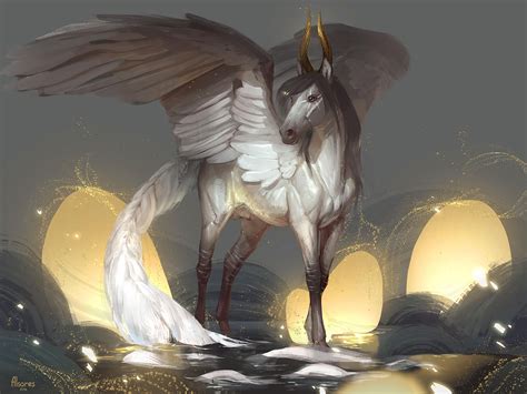 wallpaper pegasus, wings, horns, fantasy HD : Widescreen : High Definition : Fullscreen