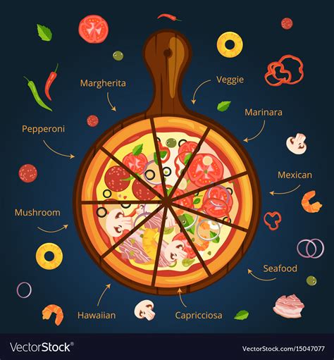 Different ingredients of classical italian pizza Vector Image