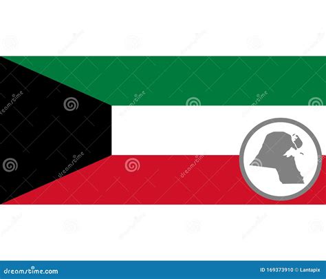 Flag and map of Kuwait stock vector. Illustration of ensign - 169373910