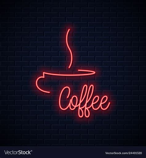 Coffee cup neon sign coffee neon lettering Vector Image