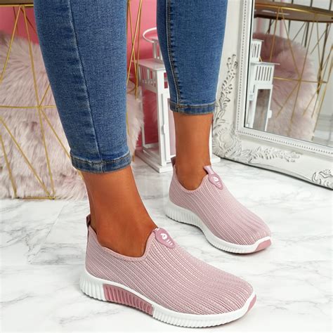 WOMENS LADIES SLIP ON KNIT TRAINERS PARTY CASUAL SPORT SNEAKERS WOMEN SHOES | eBay