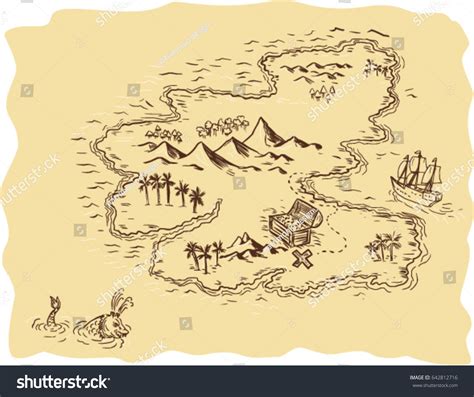 Drawing Sketch Style Illustration Pirate Treasure Stock Vector (Royalty Free) 642812716 ...