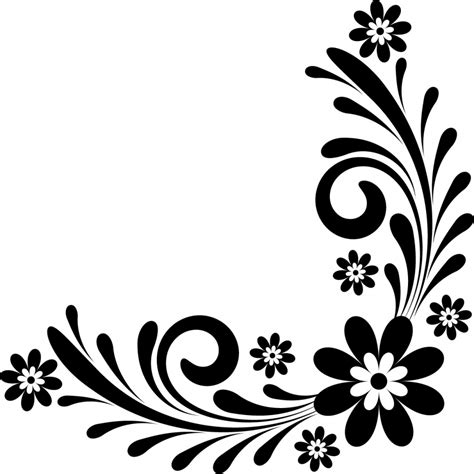 Flowers Black And White Borders Clipart | Free download on ClipArtMag