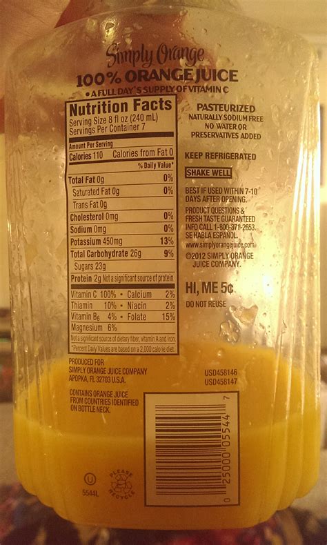 Simply Orange Juice Ingredients Label - Best Label Ideas 2019