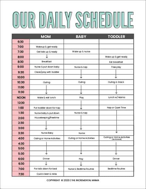 Baby Daily Routine Printable