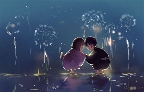 #summer #fireworks #sparks #anime #couple #cute | イラスト, 夏, お気に入り