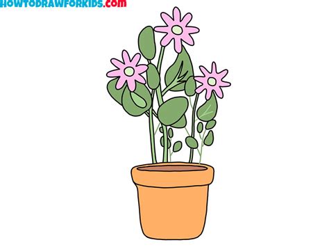 How to Draw Flowers in a Pot - Easy Drawing Tutorial For Kids