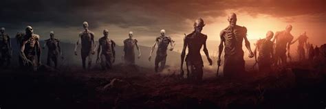 Premium AI Image | Apocalypse fantasy scene group of zombie walking ...