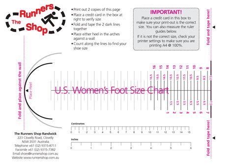 Printable Shoe Size Chart For Women