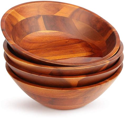 7 Inches Acacia Wooden Salad Bowls - Set of 4 | Vedessi