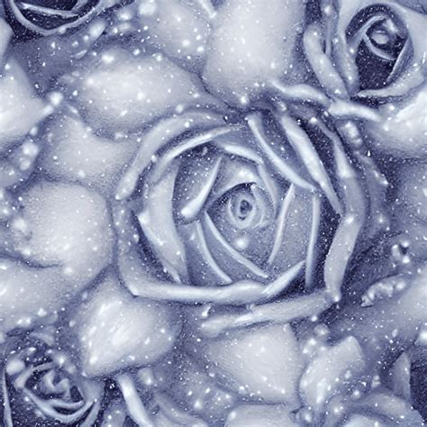 Ice Blue Roses with Snow Graphic · Creative Fabrica