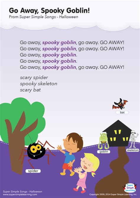 Go Away, Spooky Goblin! Lyrics Poster - Super Simple