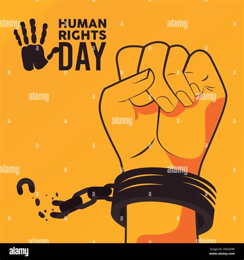 human rights day poster with hand breaking handcuffs vector illustration design Stock Vector ...