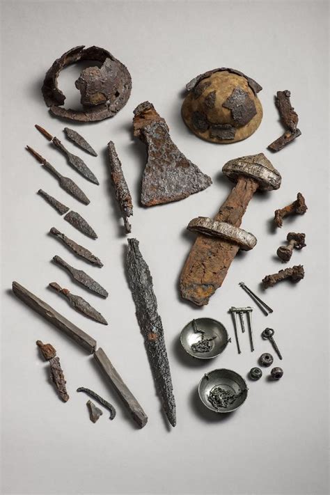 Artifacts from viking's ship burial in Steinkjer, Norway. C. 10th century AD[600x900] : r ...